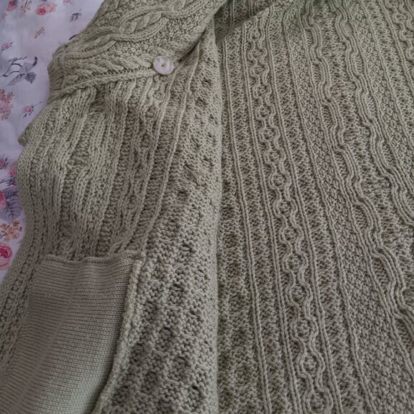 Aran Crafts 100% wool peacoat style sweater, high neck crossover closure XXL - Picture 7 of 11